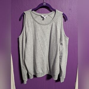 💜 Joy Lab Cold Shoulder Grey Long Sleeve Cropped Sweatshirt XXL 1X 16 18 20